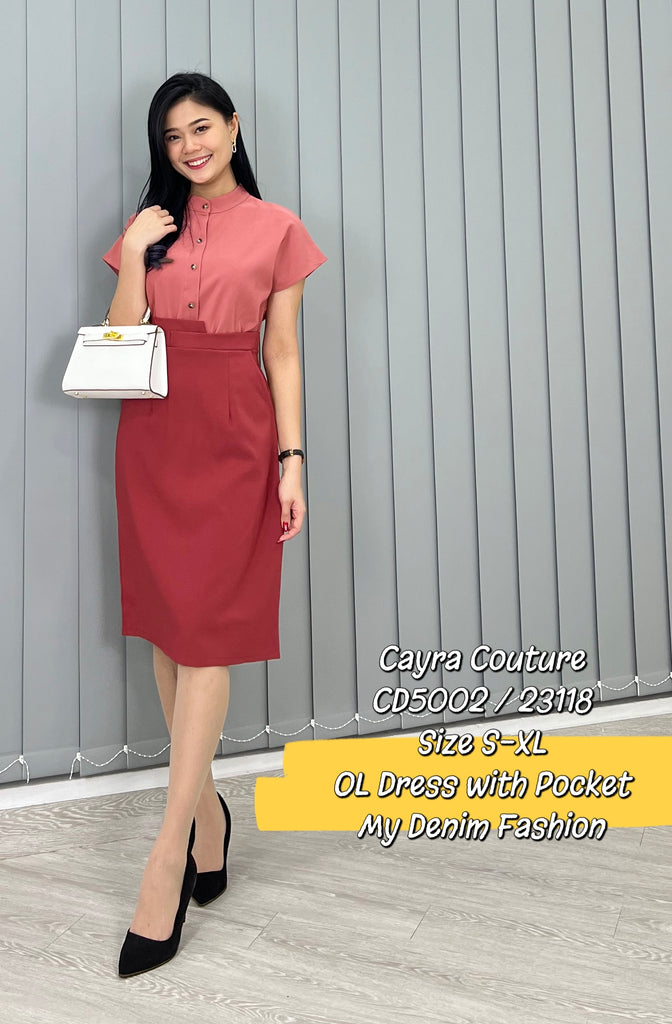 Premium OL Dress 简约撞色阔肩OL连衣裙 (CR.4) CD5002/23118