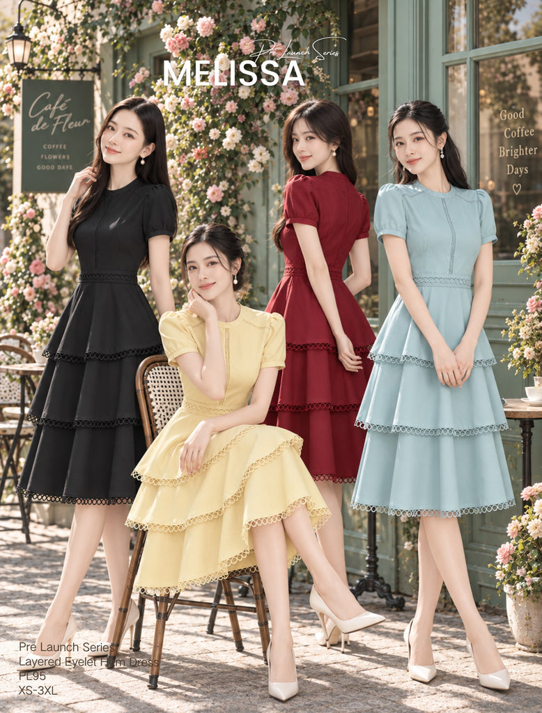 (Presale)Premium Layered Eyelet Hem Dress(预售)镂空蛋糕连身裙 (ME)PL95