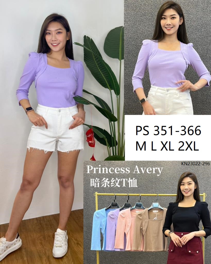 Premium Ribbed Cotton Top 高品条纹半袖上衣 (PR) PS351-366