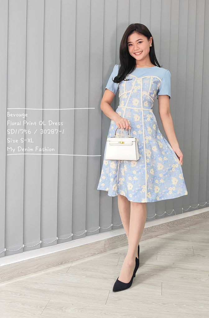 Premium Floral Print OL Dress 优雅印花拼接OL连衣裙 (BV.4) SD11756/30287-1