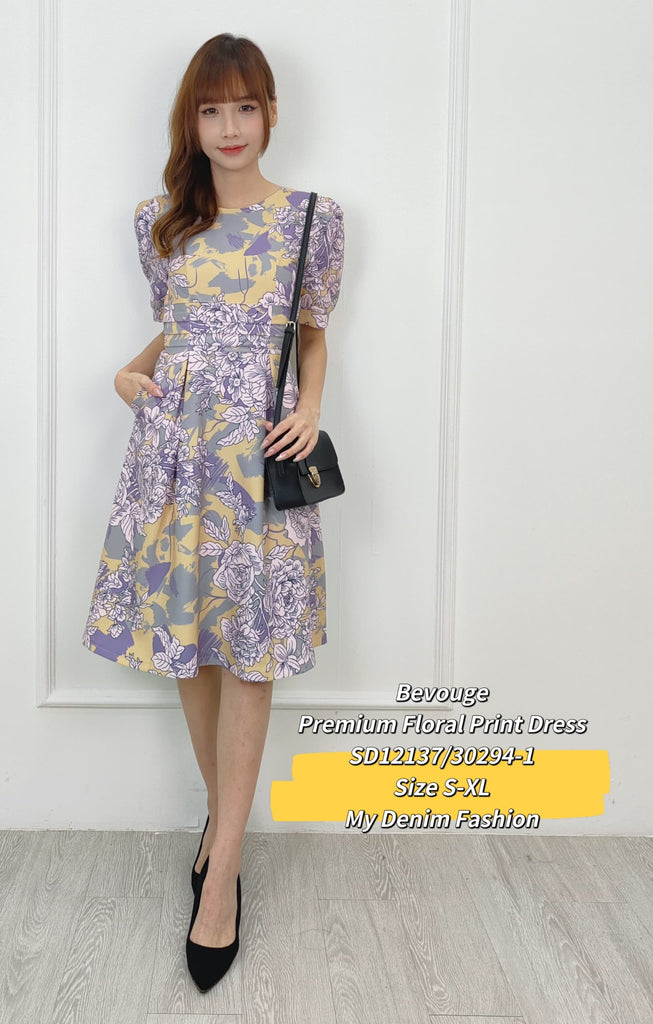 Premium Floral Print OL Dress 高品印花短袖OL连衣裙 (BV.3) SD12137/30294-1