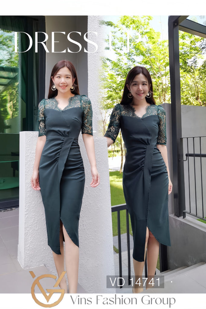 Premium Lady Dress 高雅蕾丝拼接晚宴连身裙 (DR.3) VD14741