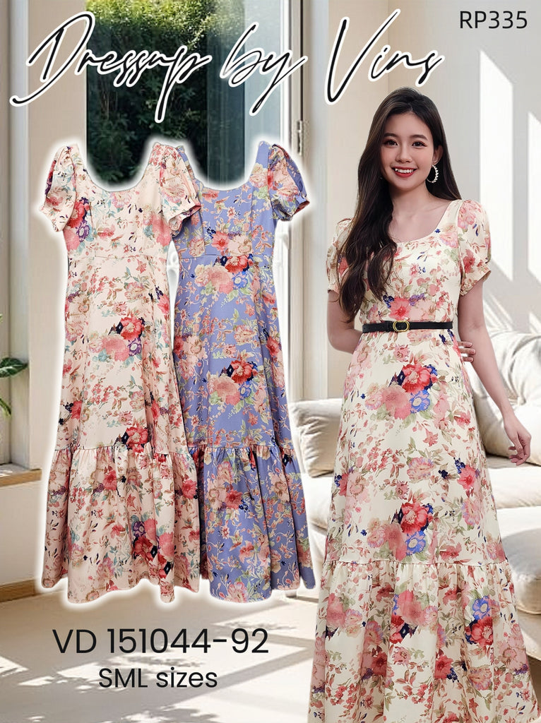 Premium Square Neck Floral Dress 高品方圆领短袖碎花连衣裙 (DR.4) VD151044