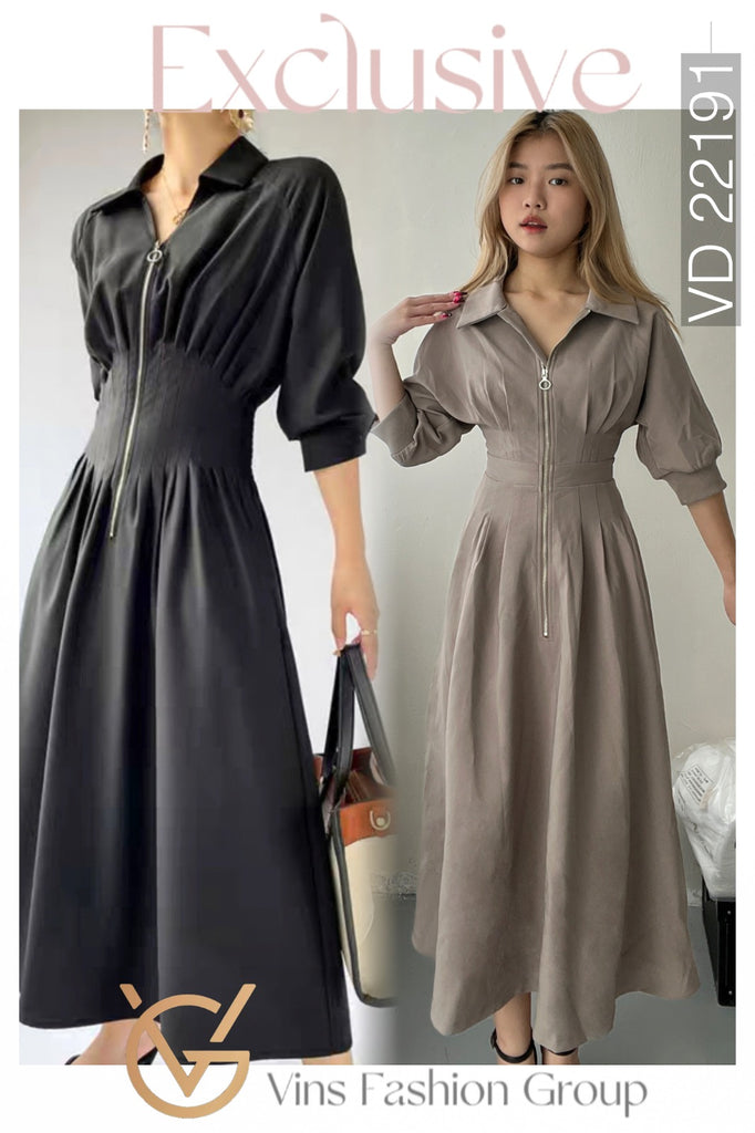 Premium Lady Dress 简约翻领半长袖OL连衣裙（VI.3) VD22191