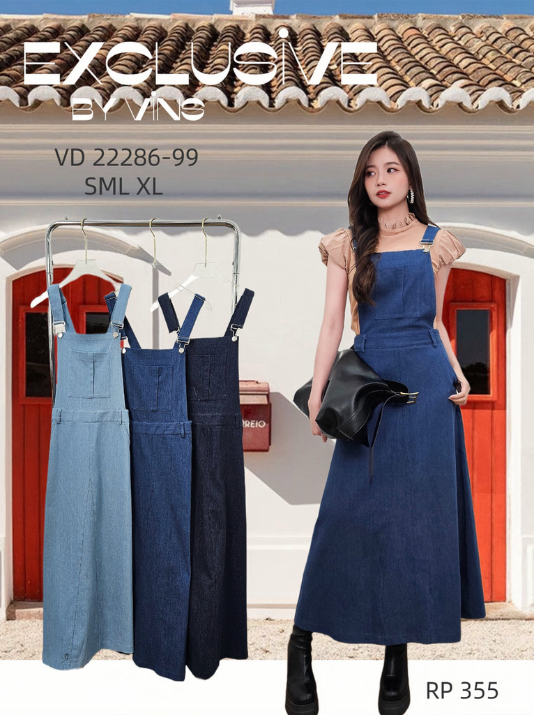 Premium Denim Casual Suspender Dress 高品百搭休闲风牛仔吊带裙 (DR.3) VD22286