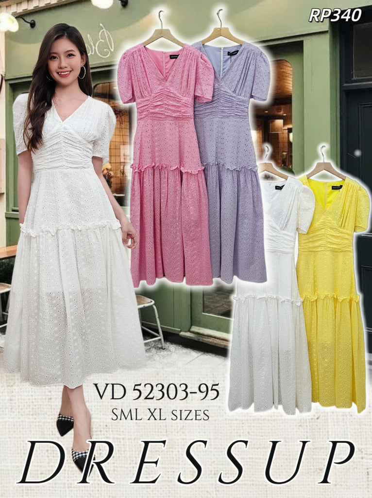 Premium Cotton Ribbed Embroidery Dress 高品质棉通花刺绣OL连衣裙 (DR.4) VD52303