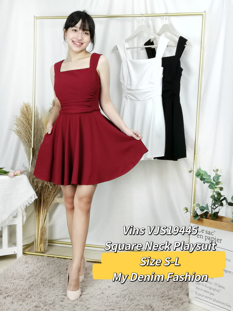 Premium Lady Playsuit 俏丽方领无袖连身裤裙 (VI.3) VJS19445