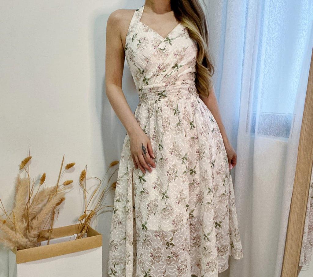 Premium Halter Neck Casual Dress 甜美花花绕颈系带连身裙 (PC.3) 81108/30203