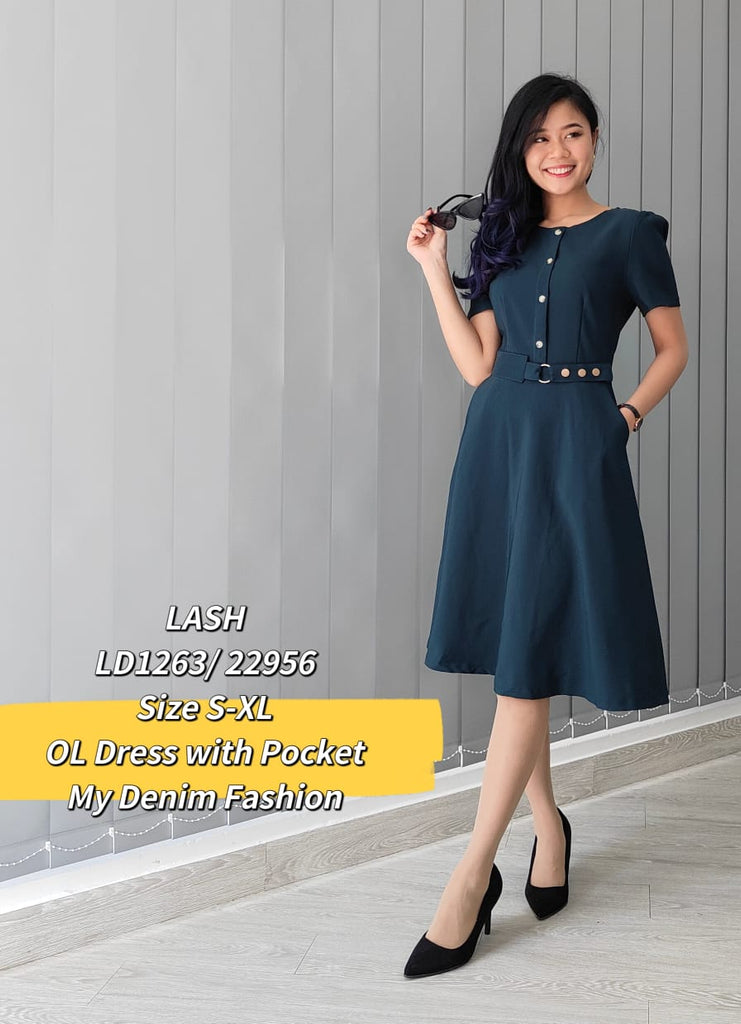 Premium OL Dress 秀气圆领口纽扣OL连身裙 (LH.4) LD1263/22956