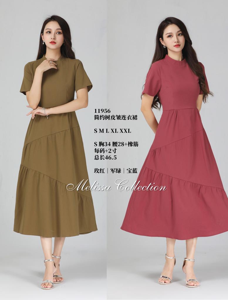 Premium OL Dress 简约树皮皱连身裙  (ME.5) 11956