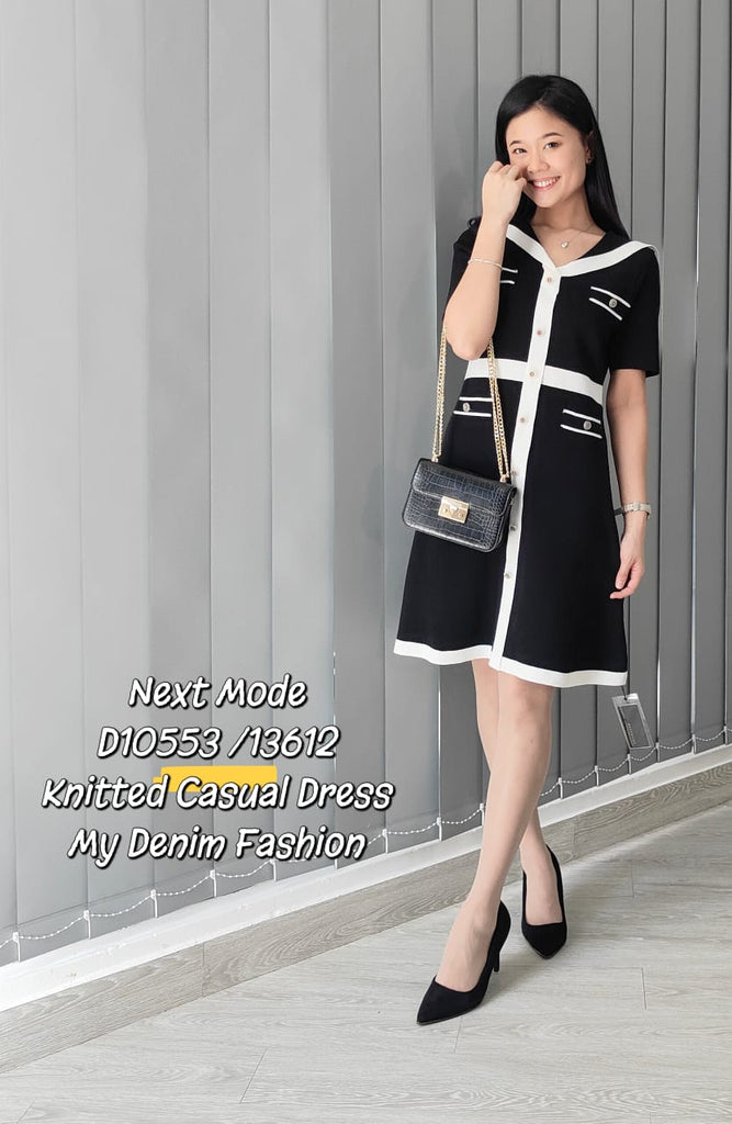 Premium Lady Dress 优美翻V领针织连身裙 (NM.2) D10553/13612