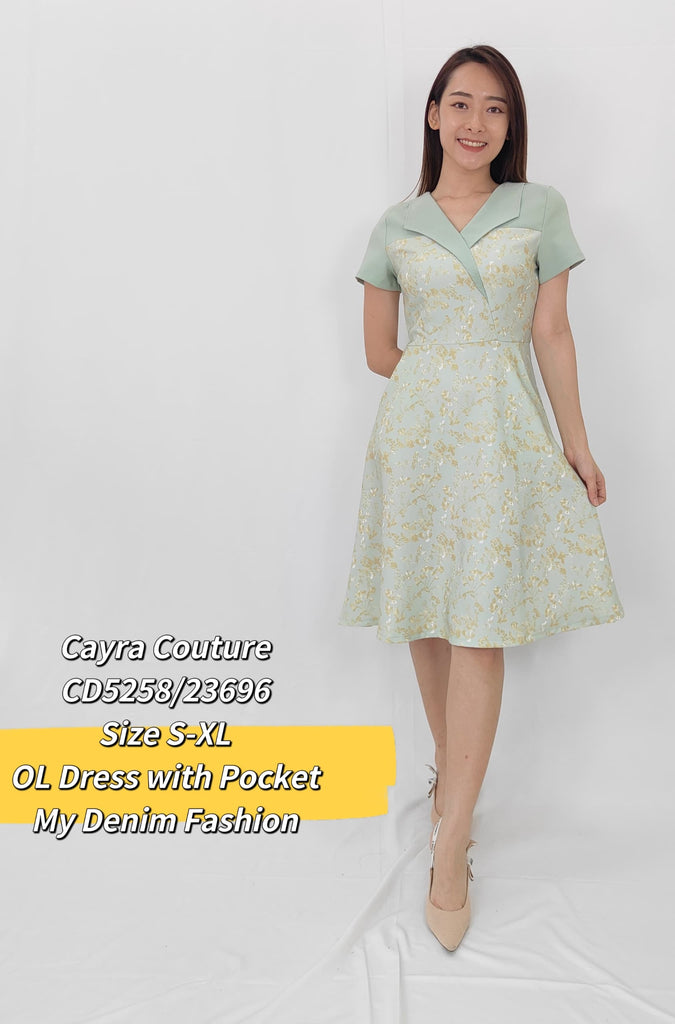 Premium OL Dress 高雅翻领印花OL连身裙 (CR.4) CD5258/23696