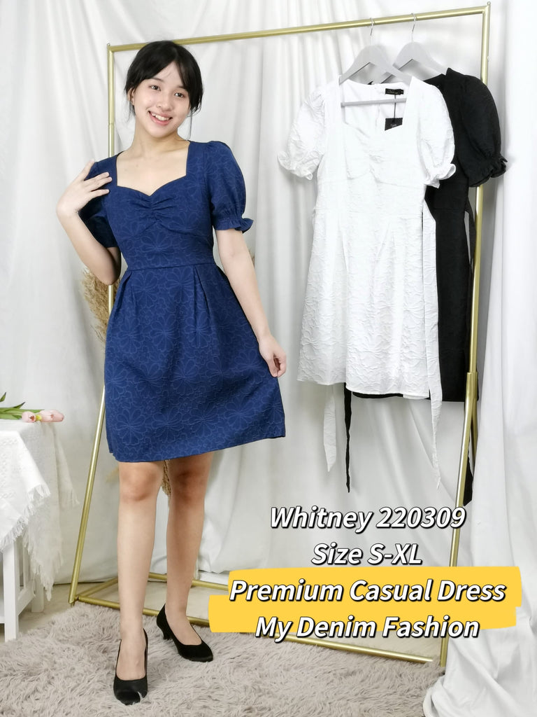 Premium Lady Dress 减龄提花拼腰带连身裙（WH.4) 220309