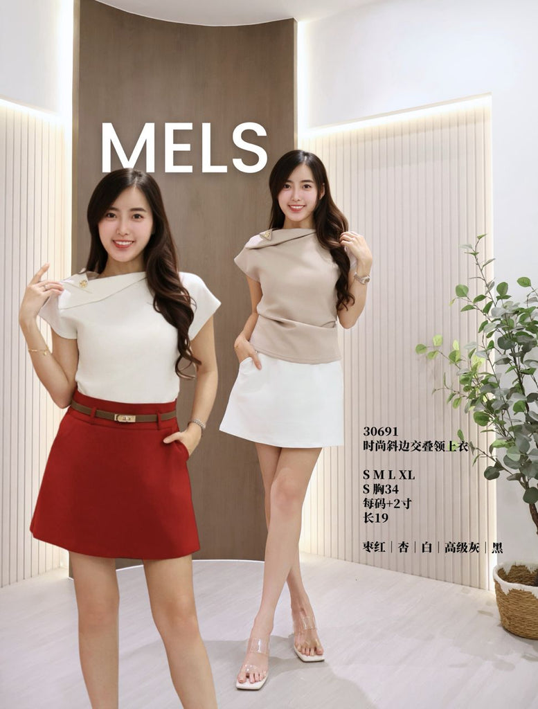 Premium Asymmetric Neckline Roman Top 时尚不对称斜领上衣 (ME.8) 30691