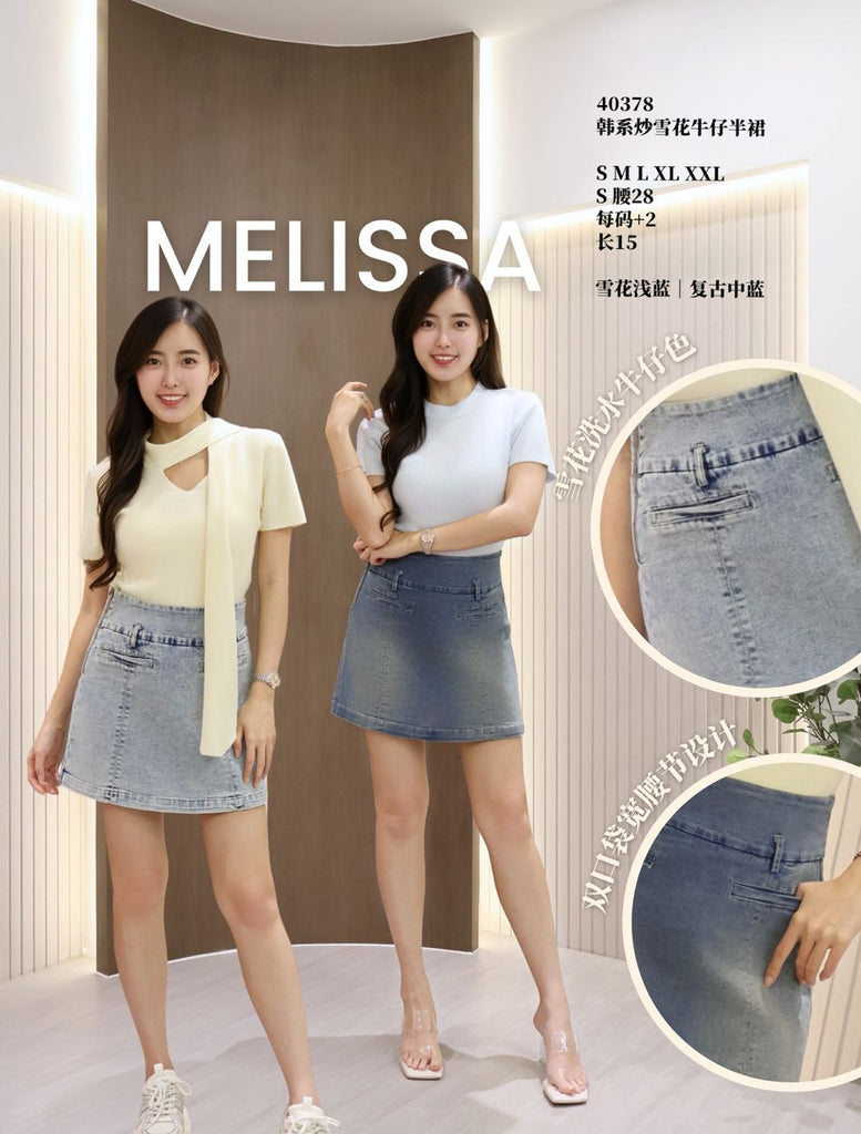 Premium Denim Skort 时尚洗水牛仔裤裙(前裙后裤) (ME.3) 40378