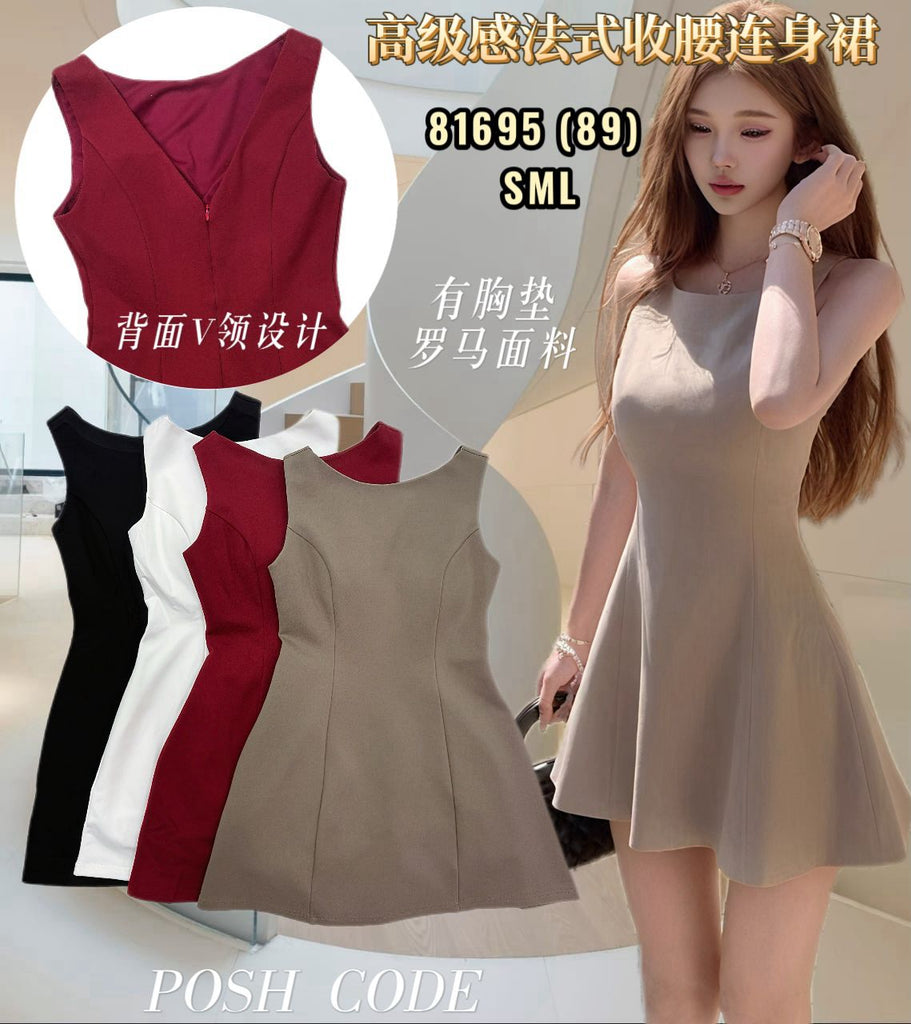 Premium Sleeveless V-Back Playsuit  高品法式收腰连身裤裙(PC.4) 81695