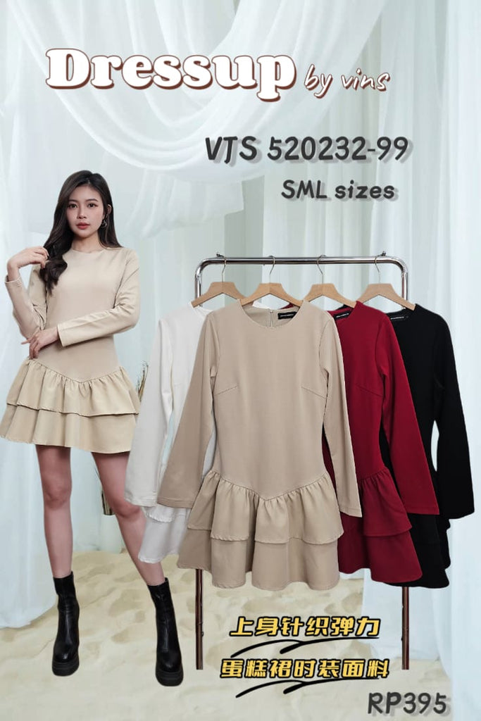 Premium Stylish Tiered Playsuit 时尚气质长袖蛋糕层连身裤裙 (DR.3) VJS520232