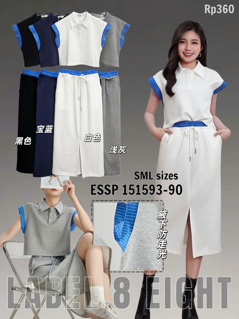 Premium Layered Knit Top & Skirt Set Polo领上衣&半裙套装 (LA.4) ESSP151593