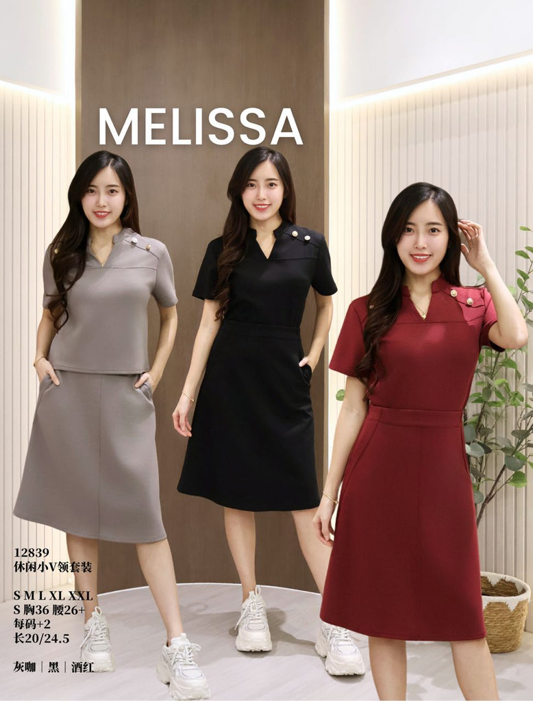 Premium Casual Cotton Set Wear 休闲小V领套装 (ME.7) 12839