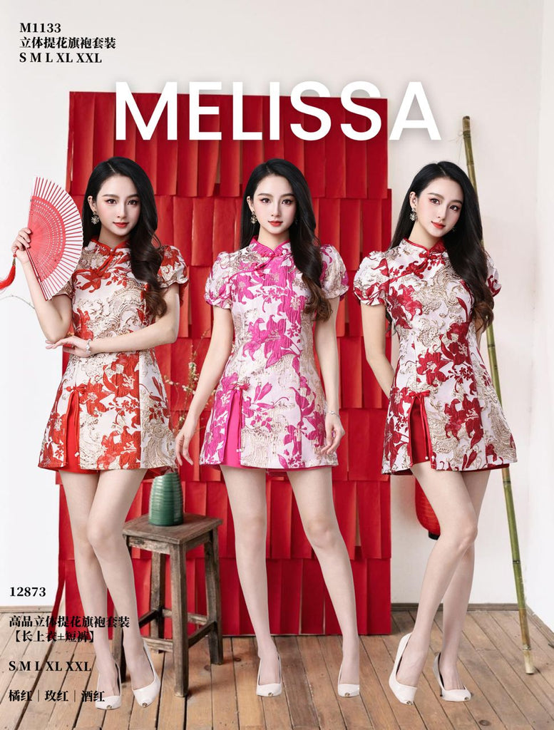 Premium Jacquard Cheongsam Short Set 高品质提花旗袍短裤套装 (ME.7) 12873