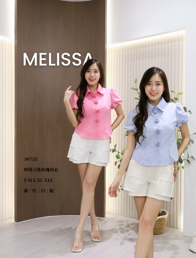 Premium Stylish Rose Blouse 时尚立体玫瑰衬衣 (ME.7) 30735