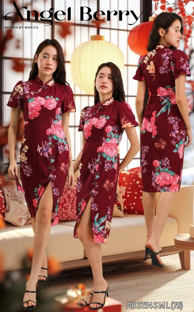 Premium Floral Print Cheongsam  高品印花旗袍 (M0.4) AB3754