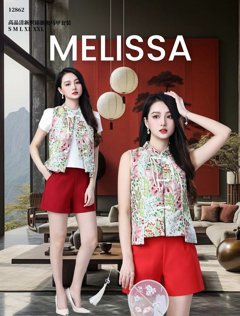 Premium Jacquard Vest + Short Set  高品清新织棉马甲旗袍套装(ME.5) 12862