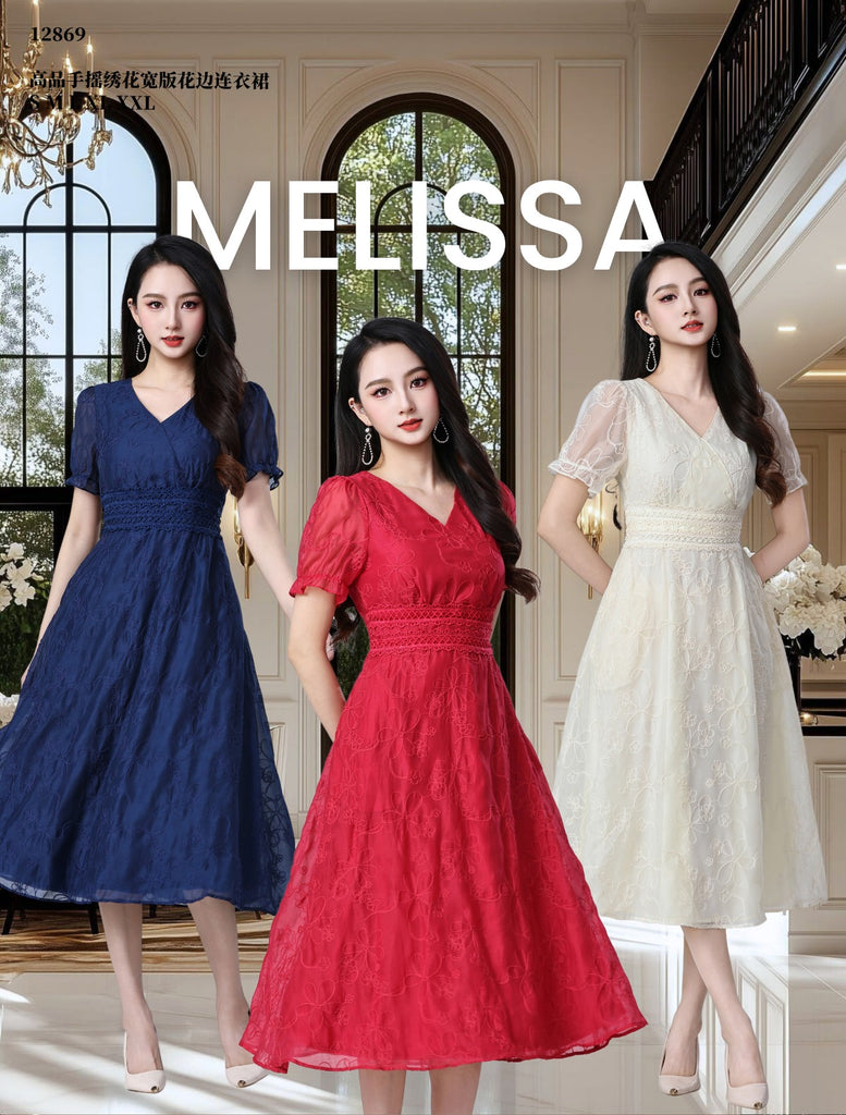 Premium Embroidery Lace-Trim OL Dress 高品绣花宽版花边连衣裙 (ME.10) 12869