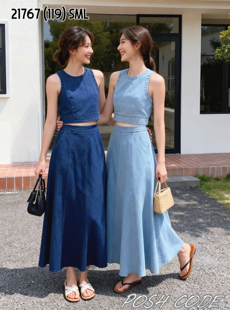 Premium Denim Top & Skirt Set Wear 高品牛仔套装 (PC.2) 21767