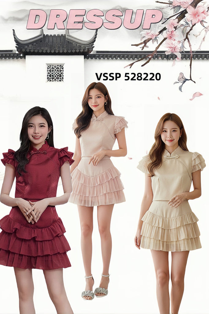 Premium Satin Chiffon Cheongsam Set 高品色丁雪纺旗袍套装 (DR.6) VSSP528220