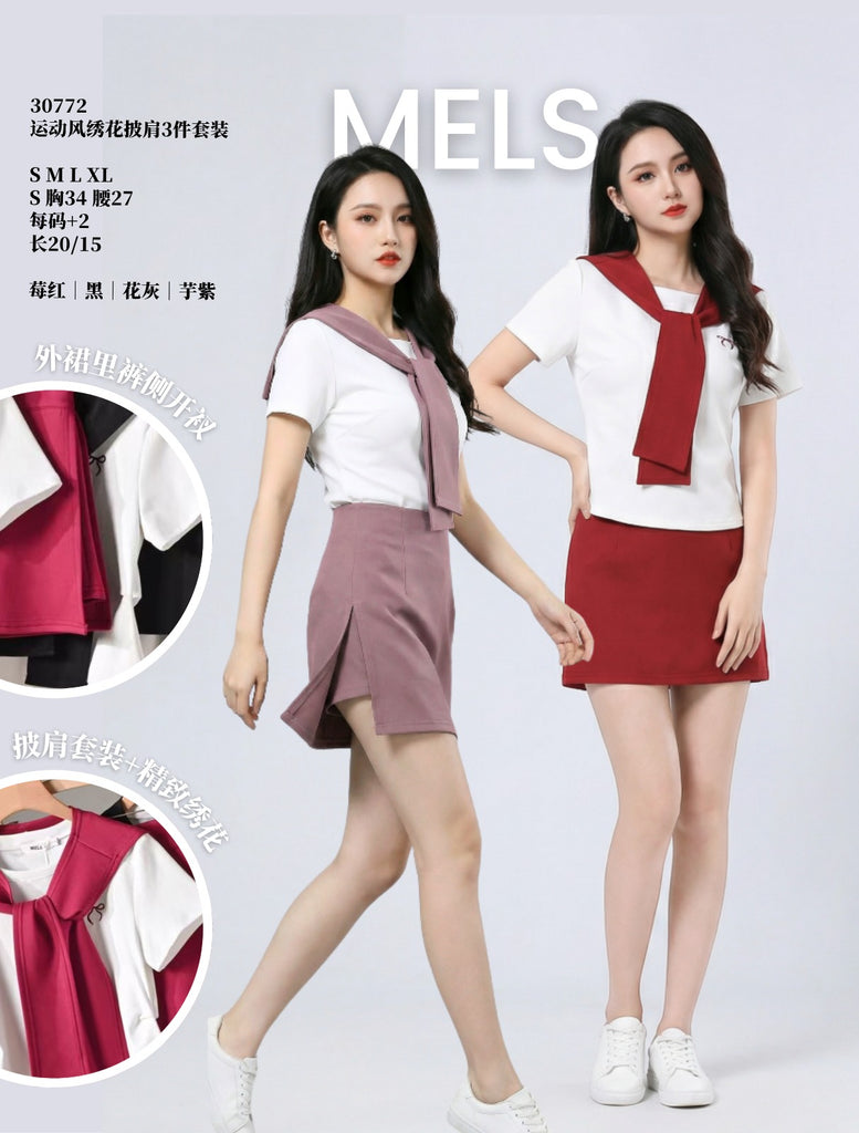 Premium Shawl Sporty Top & Skorts Set 运动风披肩休闲套装 (ME.5) 30772