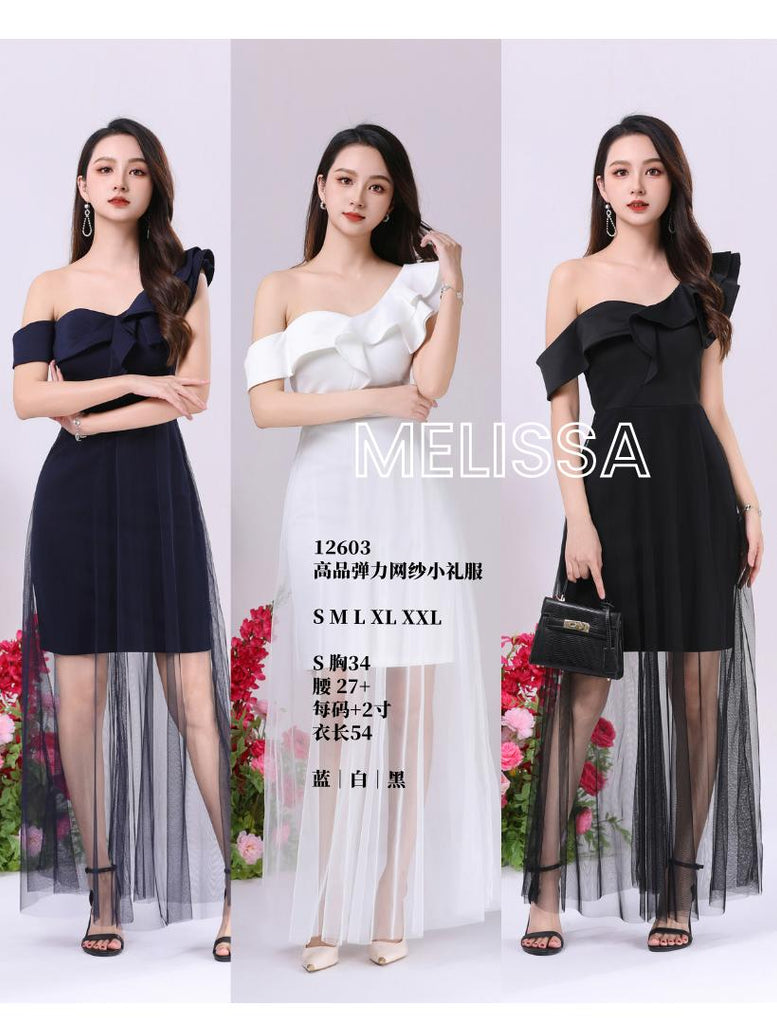 Preimum Stretchable Cotton Pleated Mesh Dress 高品弹力网纱小礼服(SS@ME) 12603
