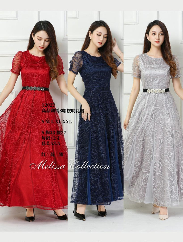 Premium Embroidery Mesh Dinner Dress 高品气质刺绣网纱晚礼服 (SS@ME) 12027