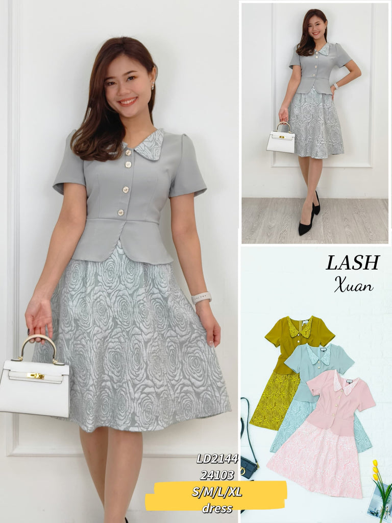 (Promo Price) Premium Collared V OL Dress 高品翻V领短袖OL连衣裙 (LH) LD2144/24103