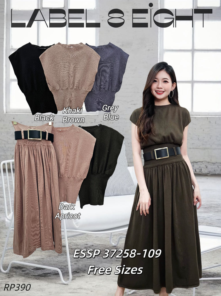 (New Arrival Promo) Premium Knitted Skirts Set Wear 高品时尚针织无袖中裙套装 (LA.3) ESSP37258