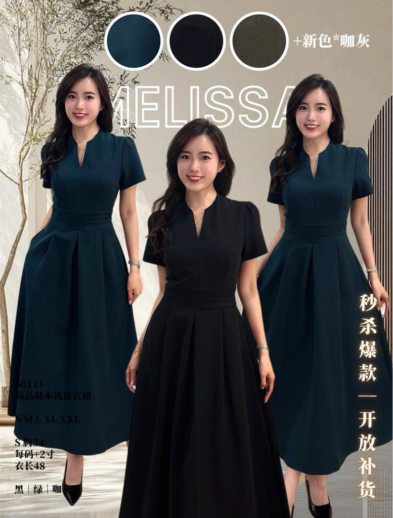Premium Pleated Hepburn Dress 高品质赫本风百褶连身裙 (ME) 60111-1