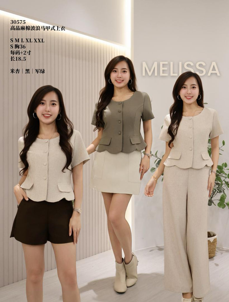 Premium Linen-Cotton Wave Edge Vest Top 高品麻棉波浪边马甲式上衣 (ME.5) 30575