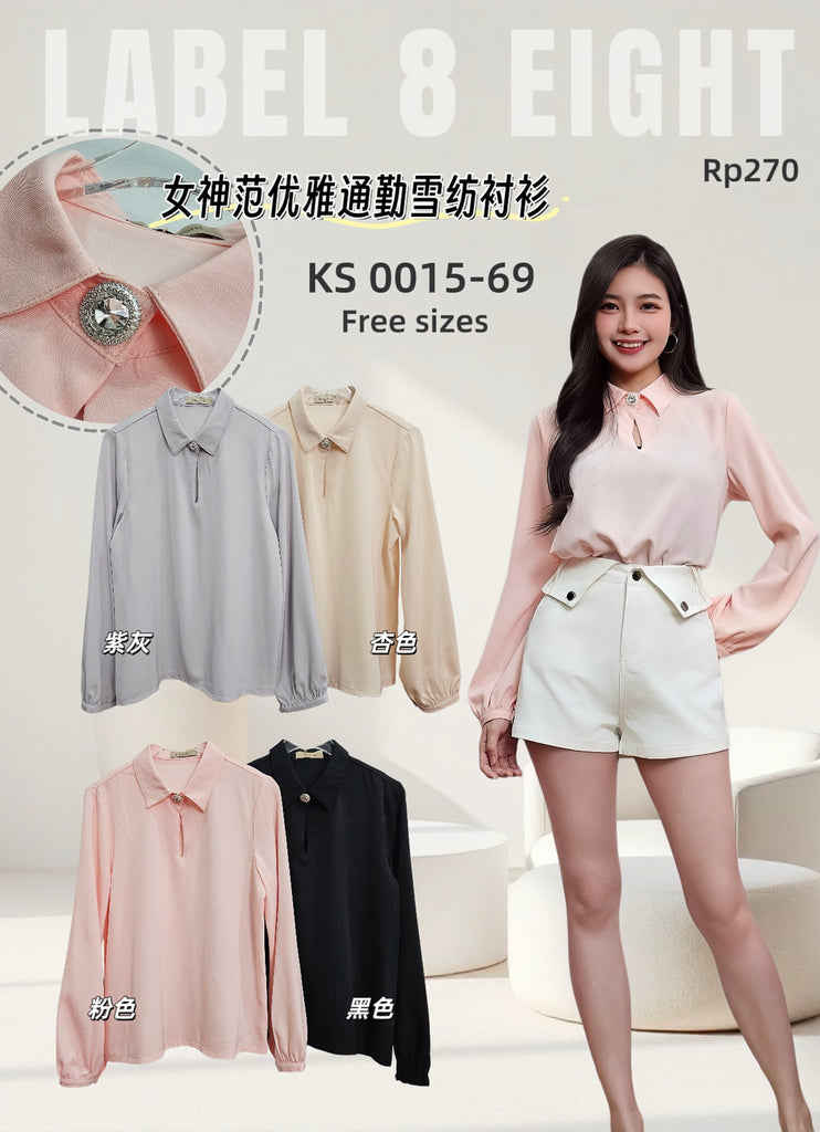 Premium Stylish Chiffon Blouse 高品气质雪纺衬衫 (LA.3) KS0015