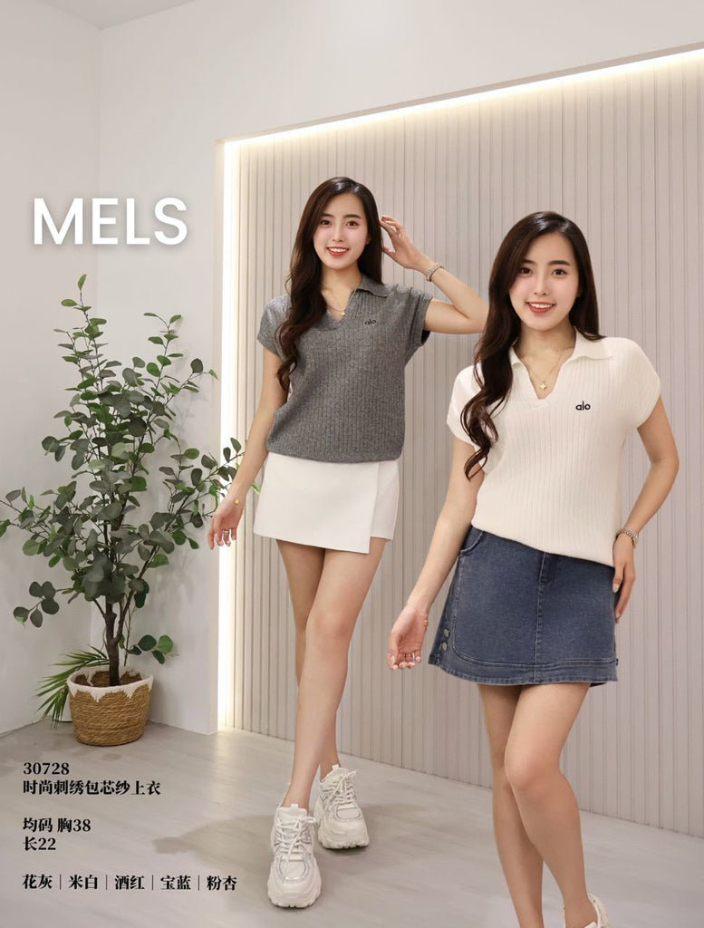 Premium Core-spun Yarn Embroidery Top 时尚刺绣包芯纱上衣 (ME.5) 30728