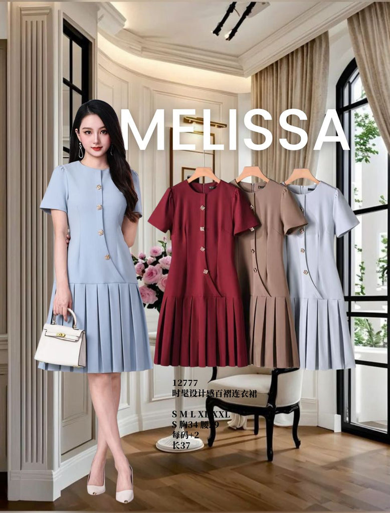 (Preorder)Premium Stylish Pleated Dress (预购)高品时尚百褶连身裙 (ME) 12777-1