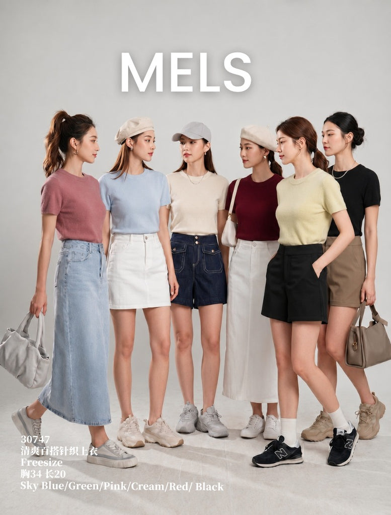 Premium Round  Neck Knitted Slim Fit Top 圆领针织上衣 (ME.5) 30747