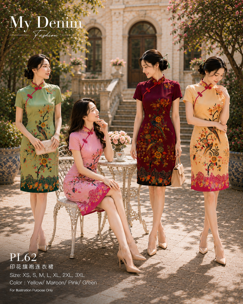 (Presale)Premium Floral Print Cheongsam Dress (预售)印花旗袍连衣裙 (ME) PL62
