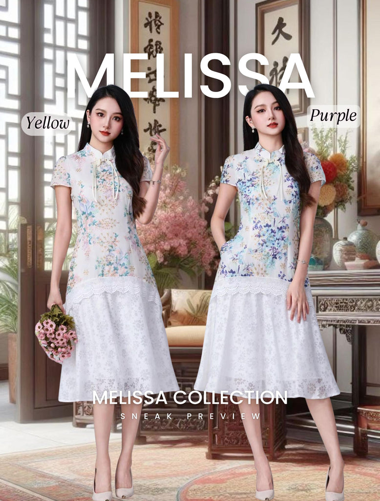 Premium Floral Print Cheongsam 通花碎花旗袍连身裙( (ME) 12798
