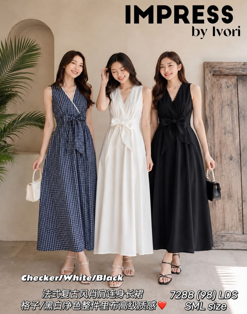 (Preorder) Cut in Casual Maxi Dress (预购)法式复古风削肩连衣裙(IV) 7288