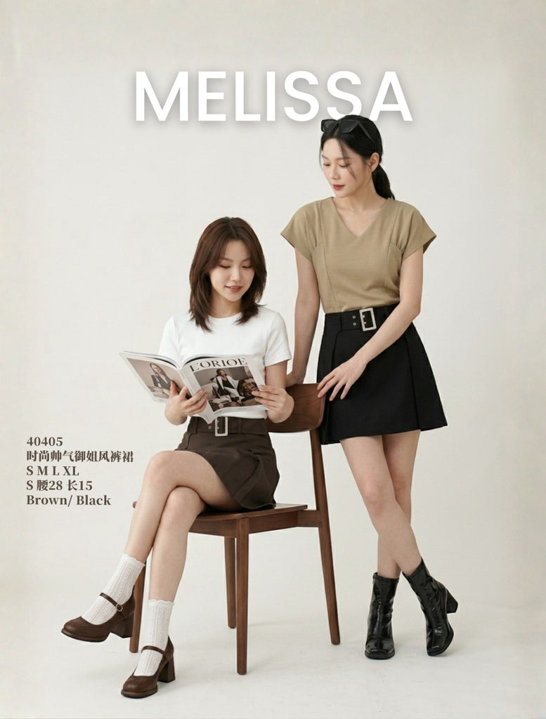 Premium Stylish Buckle Skorts 时尚帅气御姐风裤裙 (ME.4) 40405