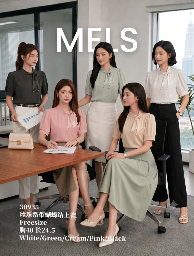 Premium Bow OL Blouse 珍珠系带蝴蝶结上衣 (ME.5) 30935
