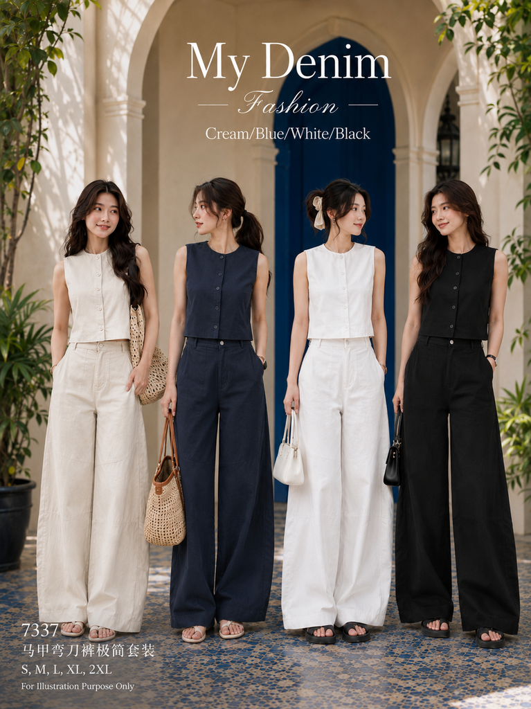 (Preorder)Premium Casual Set Wear (预购)马甲弯刀裤极简套装(IV) 7337-1