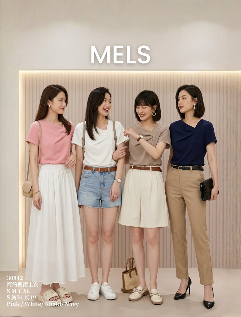 Premium Pleated OL Blouse 简约侧褶上衣 (ME.7) 30842