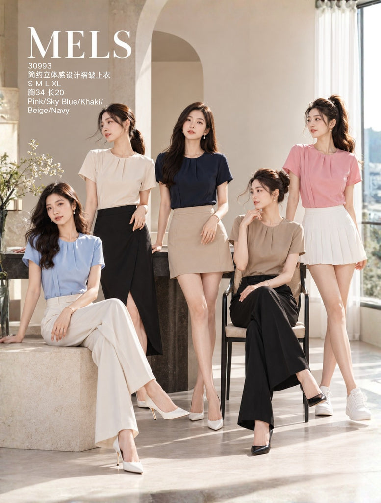 Premium Pleated OL Blouse 特色立体简约皱褶上衣 (ME.9)30993