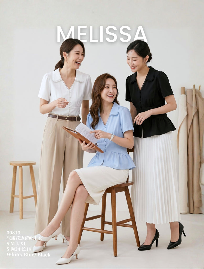 Premium Lacey Peplum OL Blouse 气质花边荷叶上衣 (ME.4) 30812